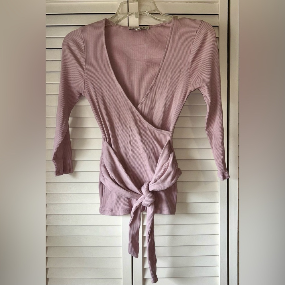 Express Mauve Faux Wrap Blouse